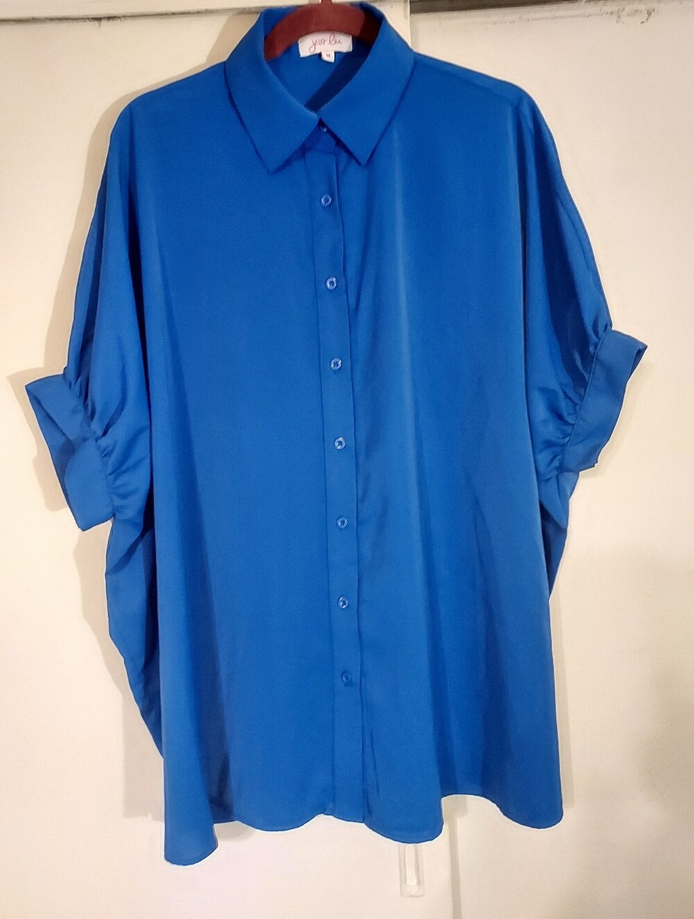 Jess Lea Azure Blue Teagan Oversized Button Down Top Medium